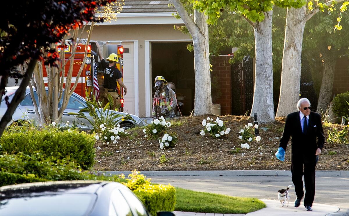 Newport Beach Fire Department near the site of house fire off of Rue Villars in Big Canyon Country Club.