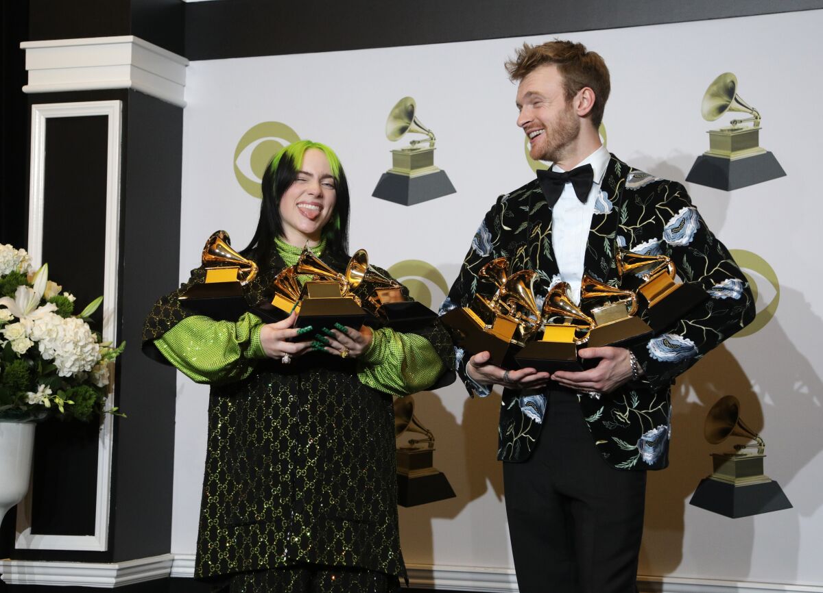 Billie Eilish, left, and Finneas O'Connell