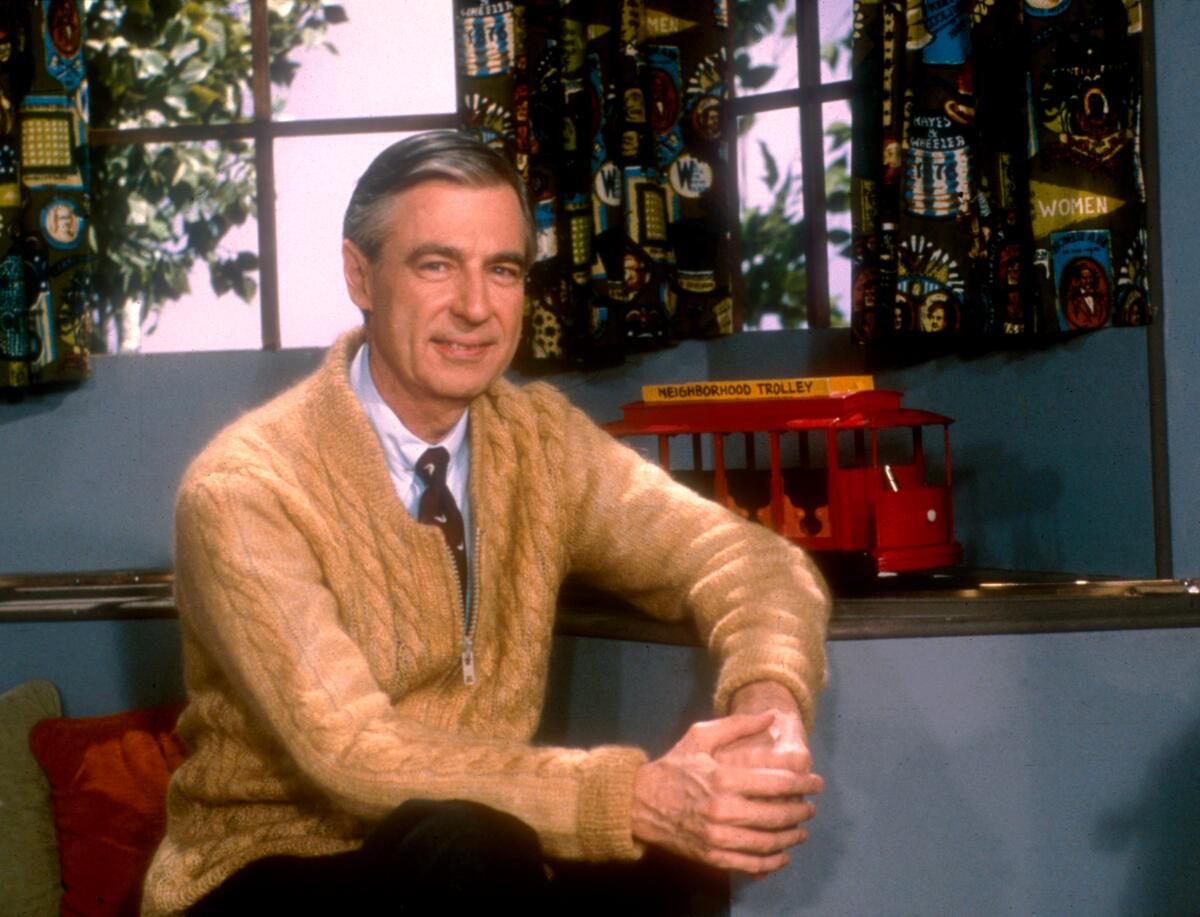 Fred Rogers with Trolley on the set of "Mister Rogers' Neighborhood."