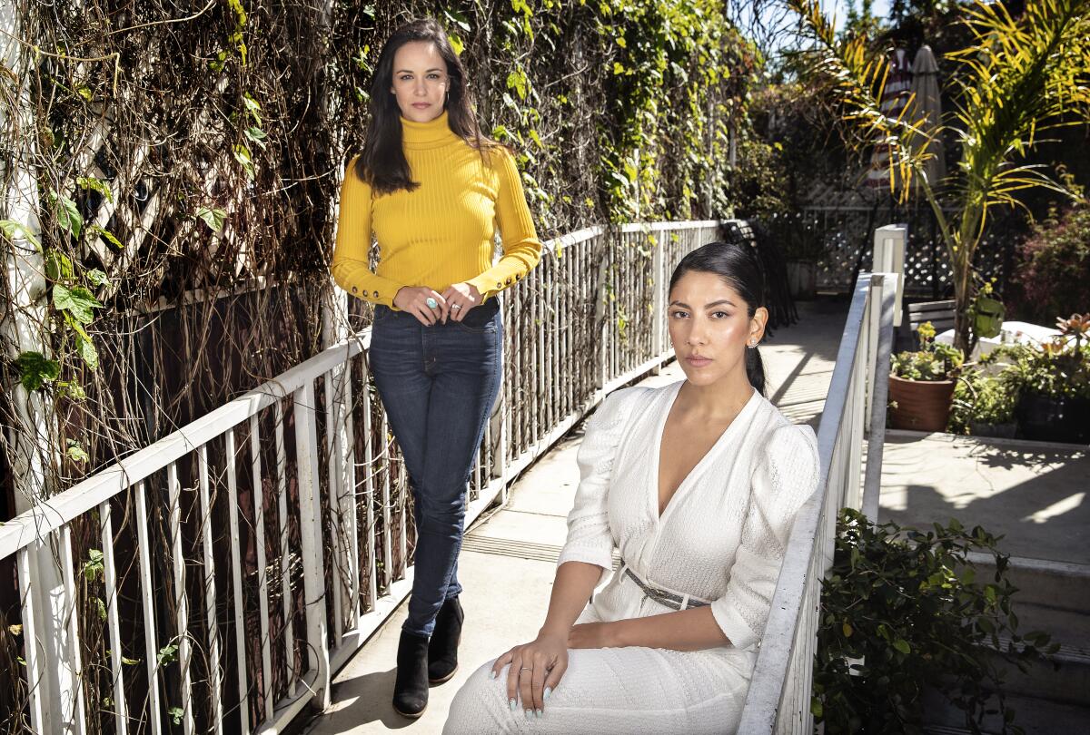 "Brooklyn Nine-Nine" co-stars Stephanie Beatriz, right, and Melissa Fumero, at Off Vine in Hollywood on Feb 22, 2019. 