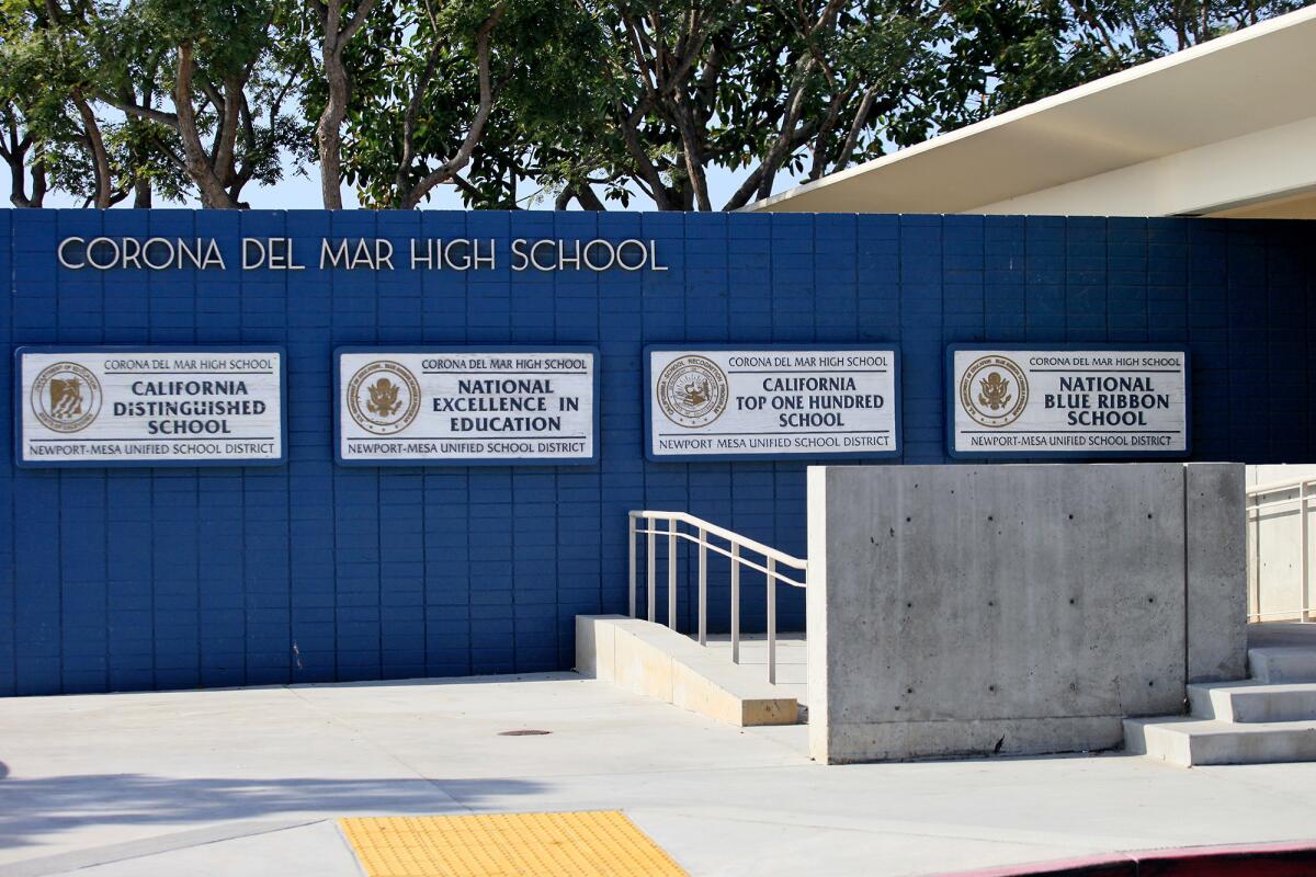 Pictured is Corona del Mar High School.