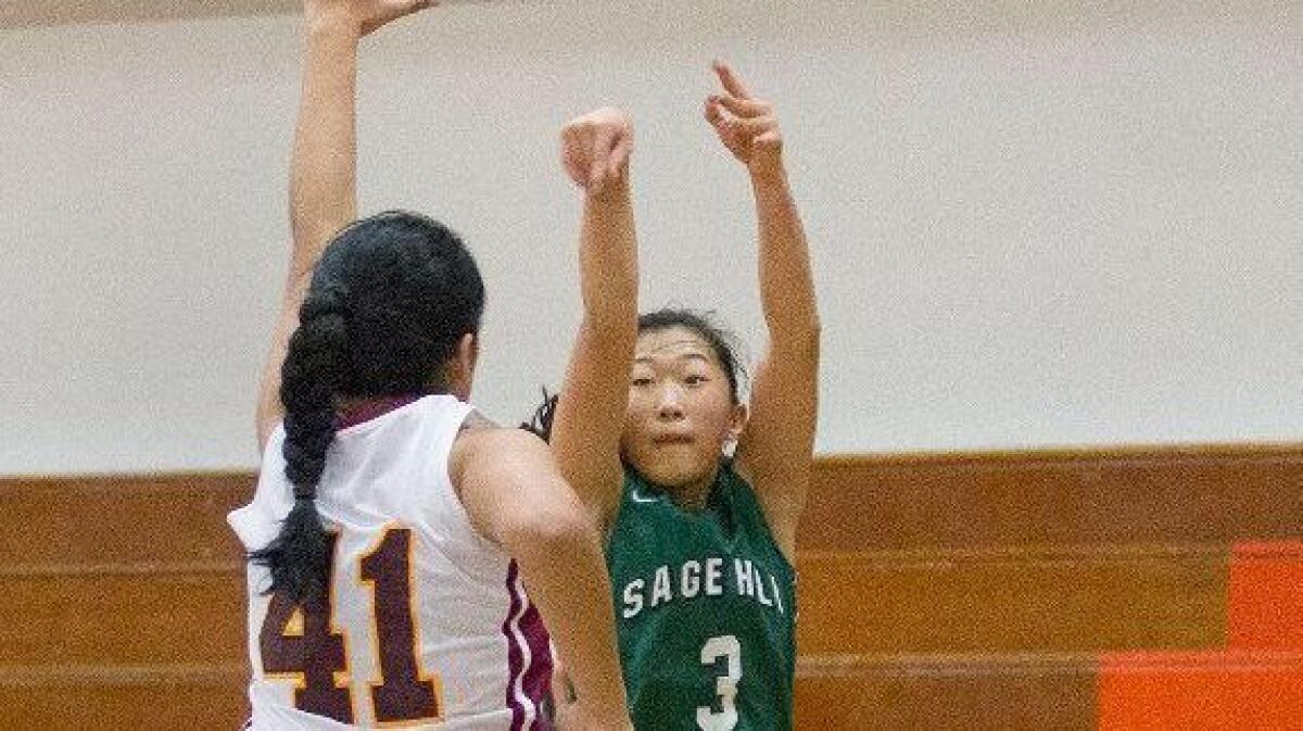 Sage Hill School's Trinity Cha, seen here competing in a game on Dec. 8, 2016, had 15 points in the Lightning's 49-48 overtime win over Ocean View in the Hawk Holiday Classic on Monday.