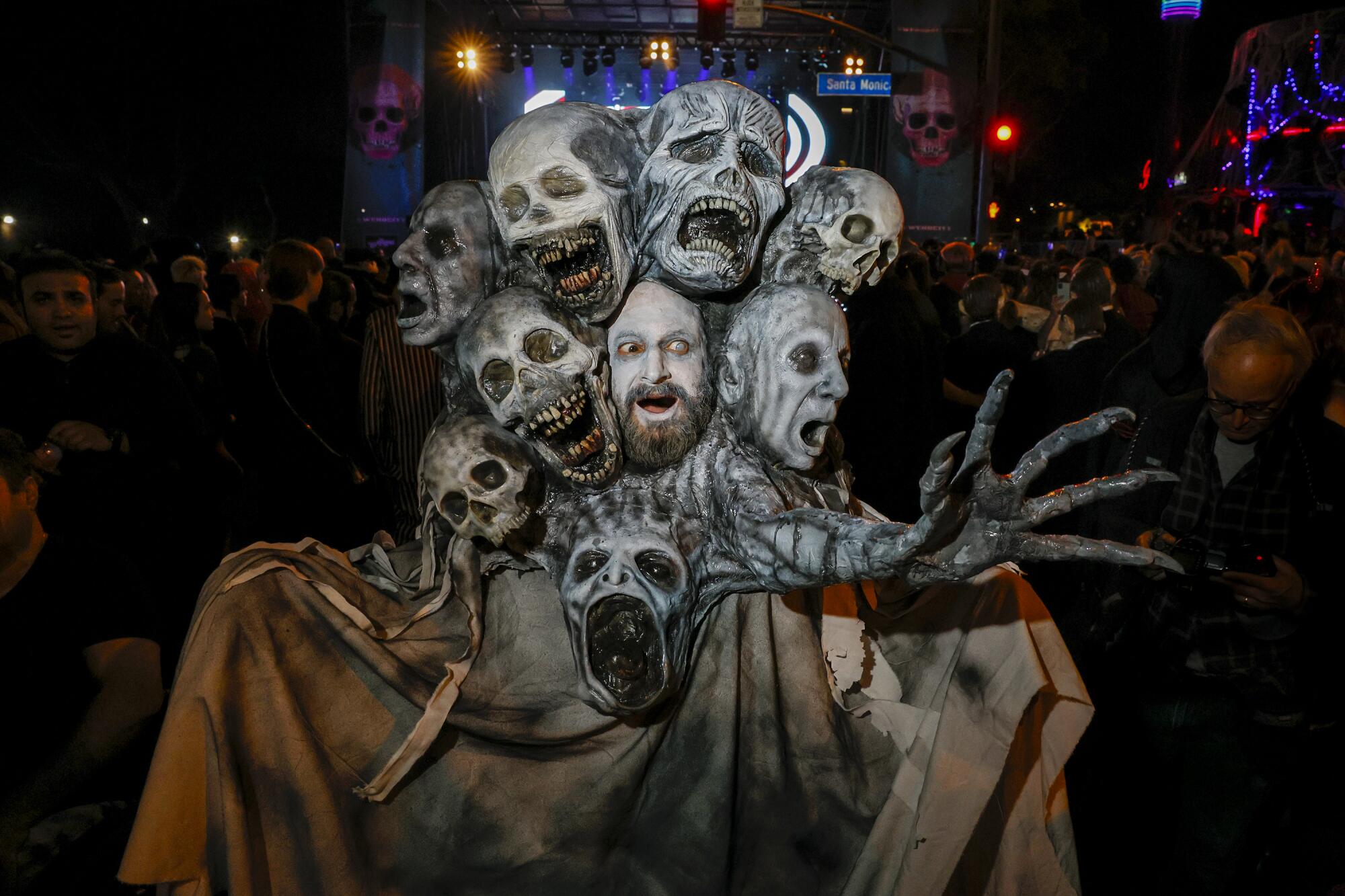 Joe Castro is somewhere among those heads as he joins thousands of revelers at the West Hollywood Halloween Carnaval. 