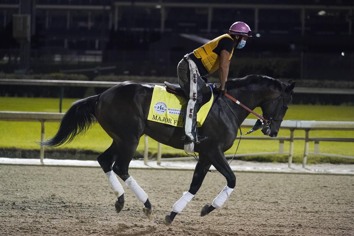 Kentucky Derby entry Major Fed runs during a workout at Churchill Downs on Friday.