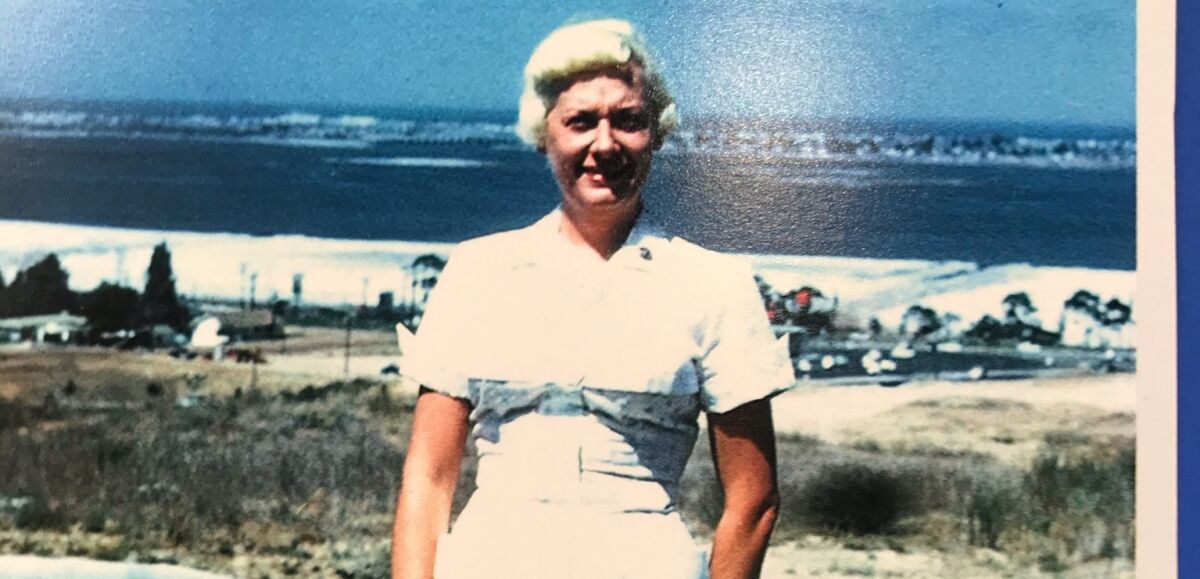 Donna's mother, Laura, in Mission Bay in the 1950's