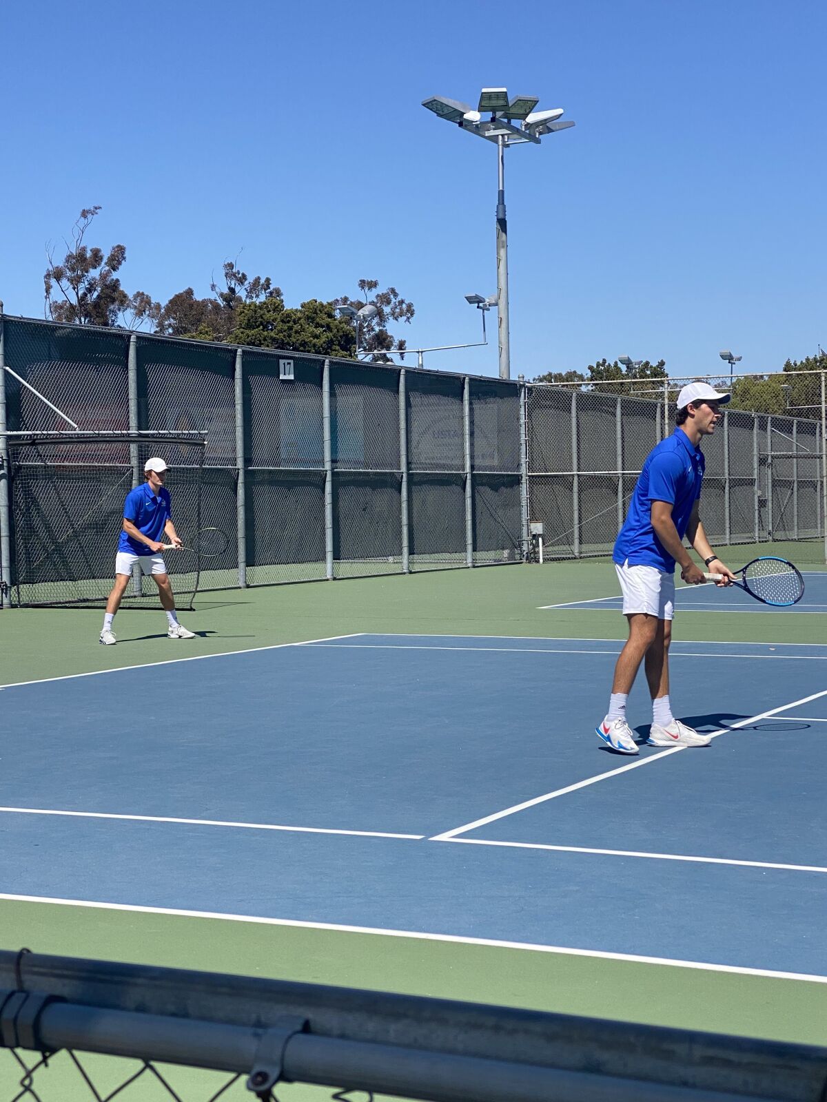 Camden French and Dante Schrantz were once rivals on the court but have played doubles together the past two years.