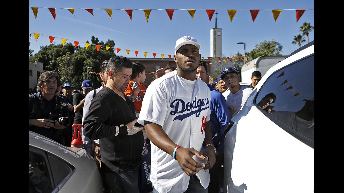 Photo Gallery: L.A. Dodgers Yasiel Puig visits McDonald's on Colorado Blvd. in Glendale