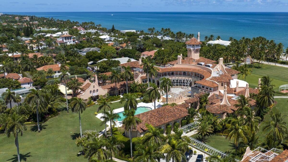 This is an aerial view of Donald Trump's Mar-a-Lago club in Palm Beach, Florida.