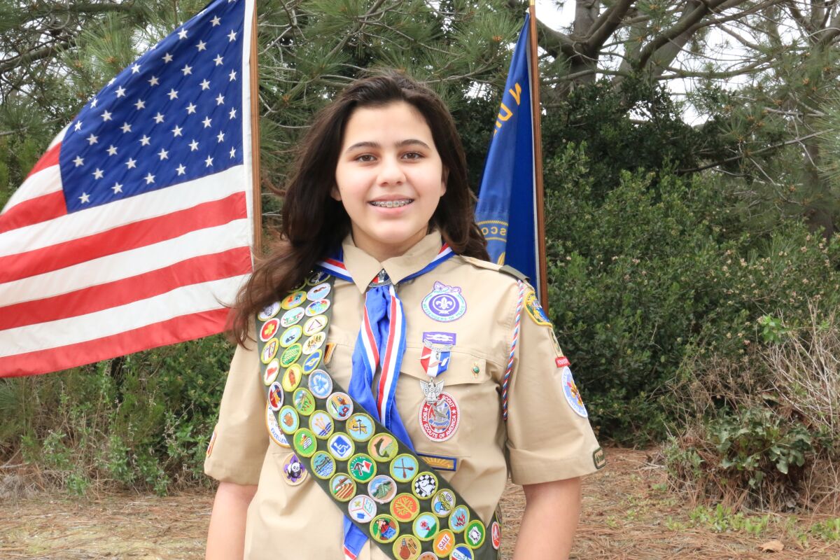 Eagle Scout Lily Hobson, 13, of Bonita  