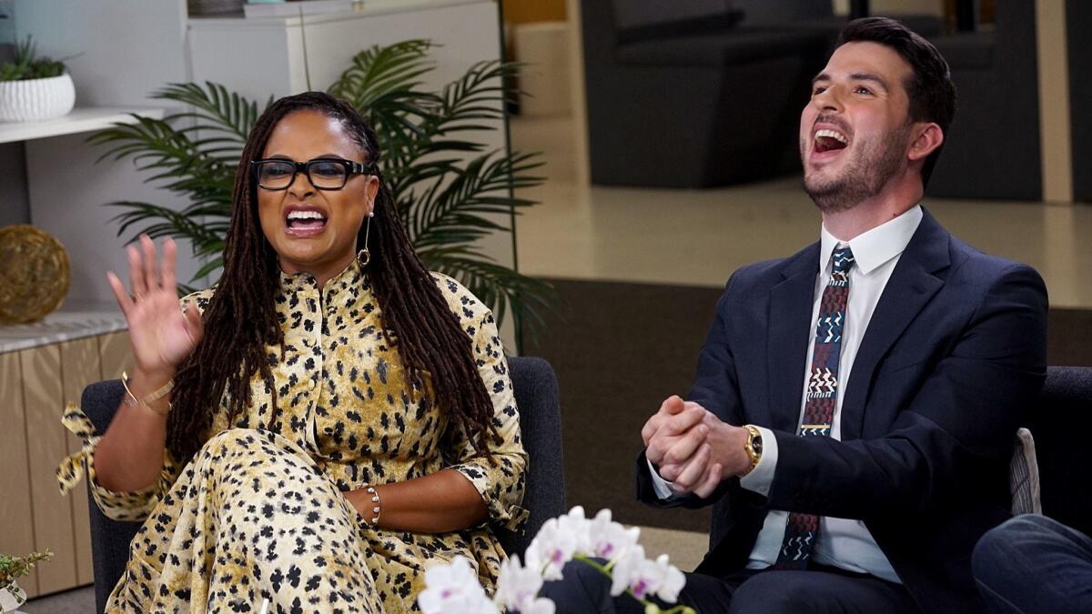 Ava Duvernay ("When They See Us") and Isaac Aptaker ("This Is Us") share a laugh.