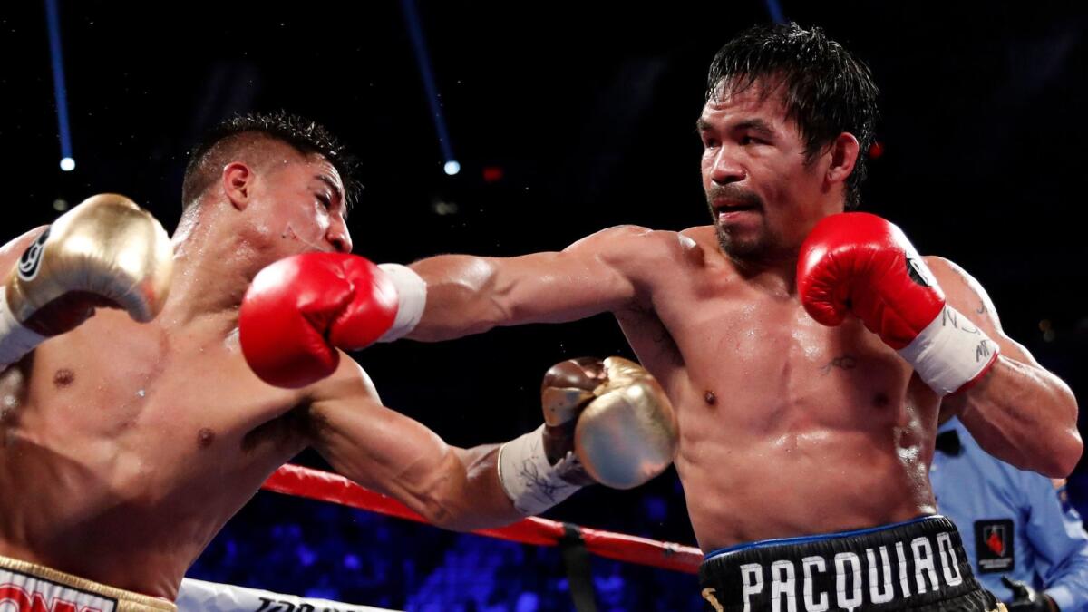 Manny Pacquiao, right, defeated Jessie Vargas by unanimous decision on Nov. 5 in Las Vegas.
