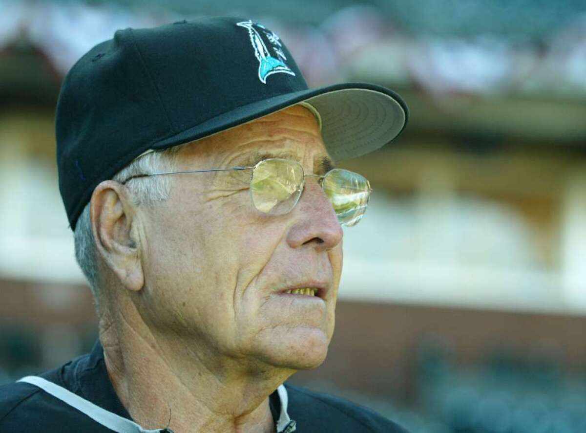 Jack McKeon watches the Florida Marlins work out.