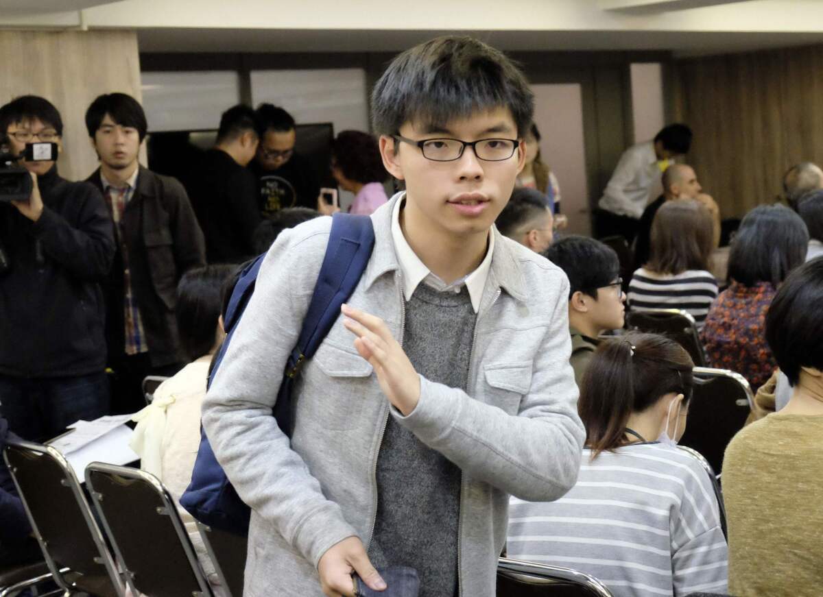 Hong Kong activist Joshua Wong attends a political forum hosted by Taiwan's grass-roots New Power Party in Taipei on Sunday.