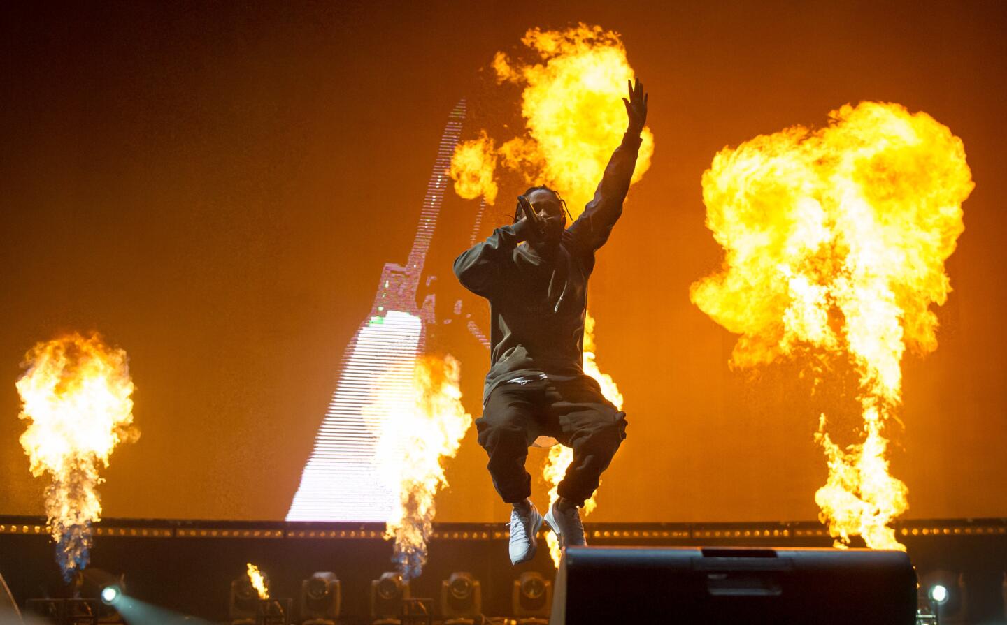 Kendrick Lamar on the first night of FYF.