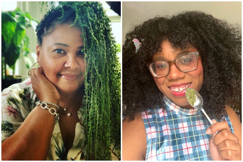 Diptych of Instagram gardener Kamili Bell Hill and Alexis Nikole Nelson