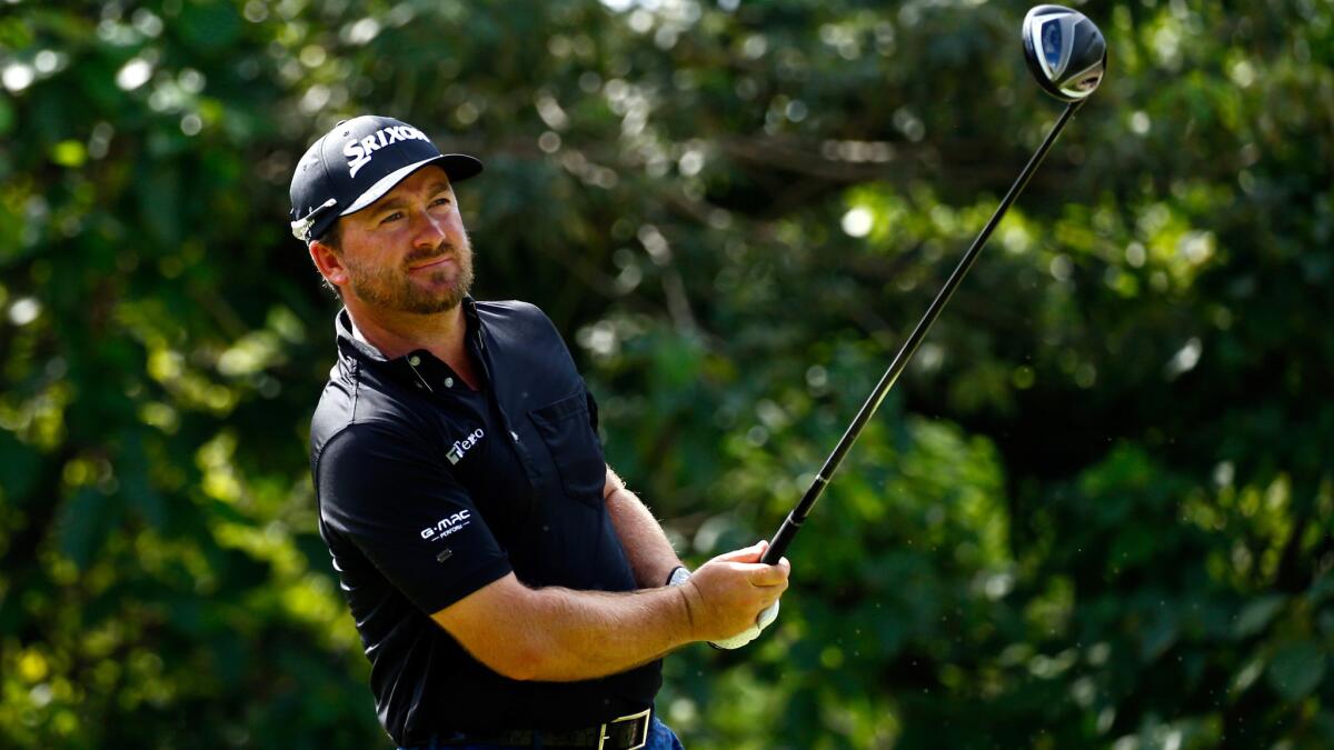 Graeme McDowell watches his tee shot at No. 7 on Friday during the second round of the OHL Classic.