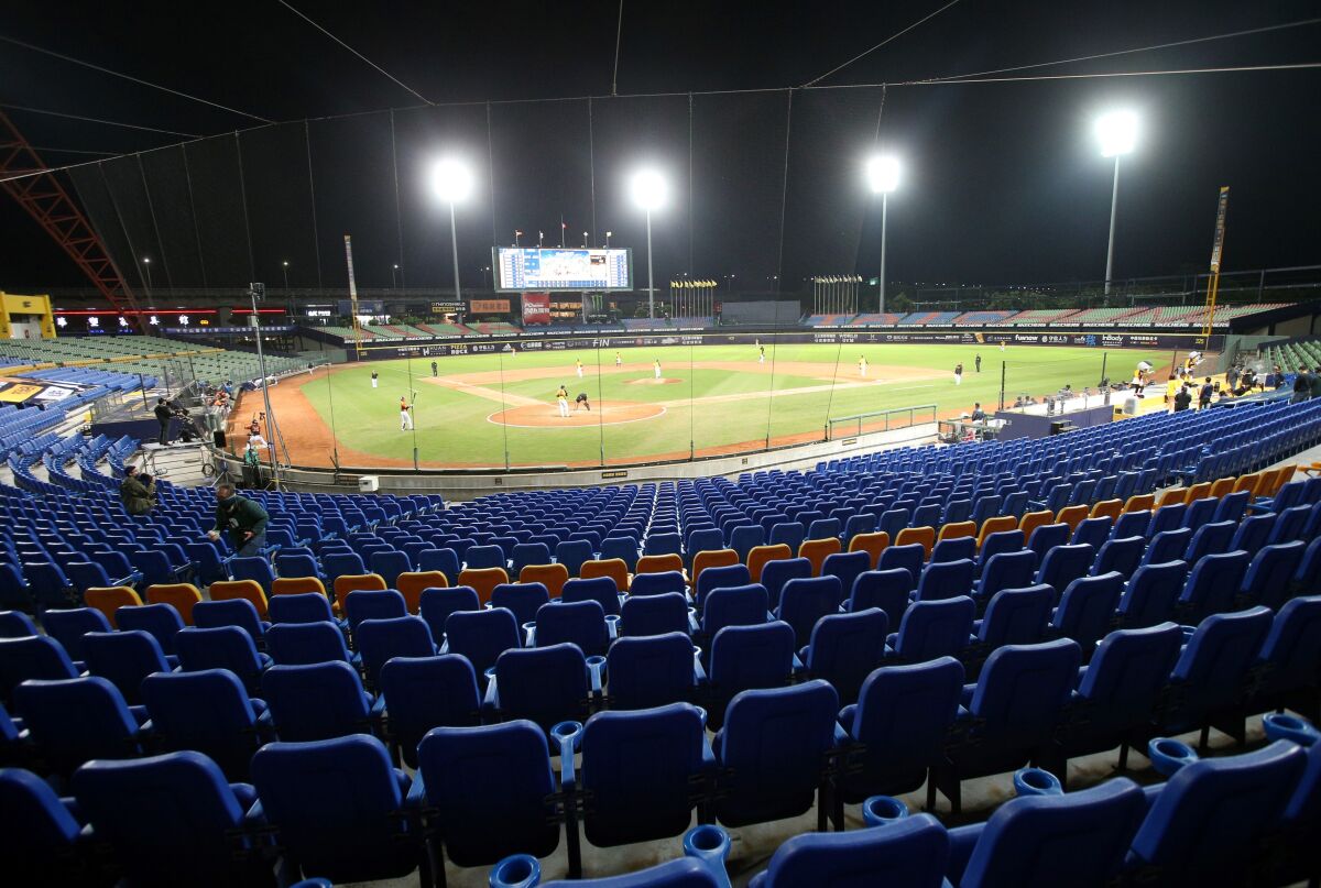 Taichung International Baseball Stadium during the first game of the season on April 12.