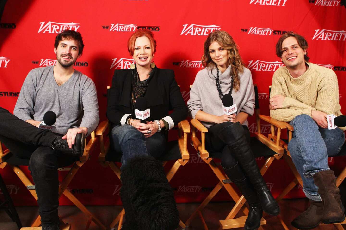 "Excision" director Richard Bates Jr., left, poses with the film's actors Traci Lords, AnnaLynne McCord and Matthew Gray Gubler.