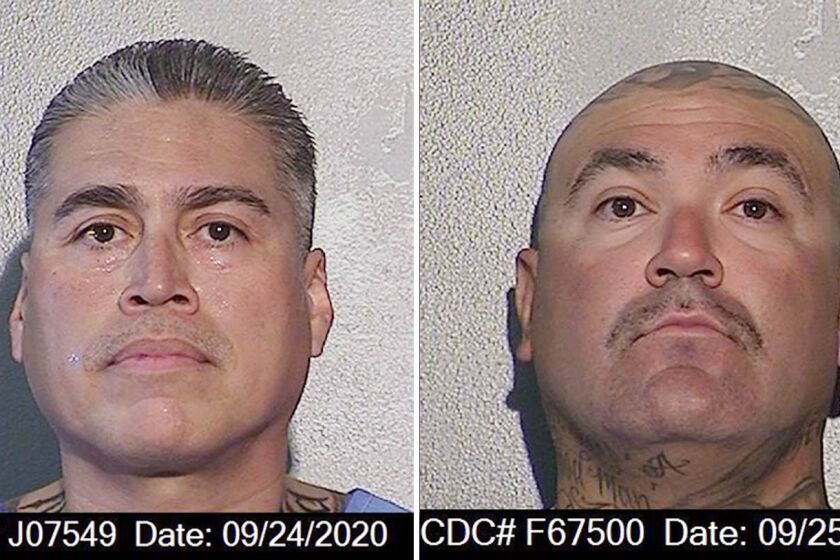 Inmates Raul Cuen, left, and Anthony Aguilera