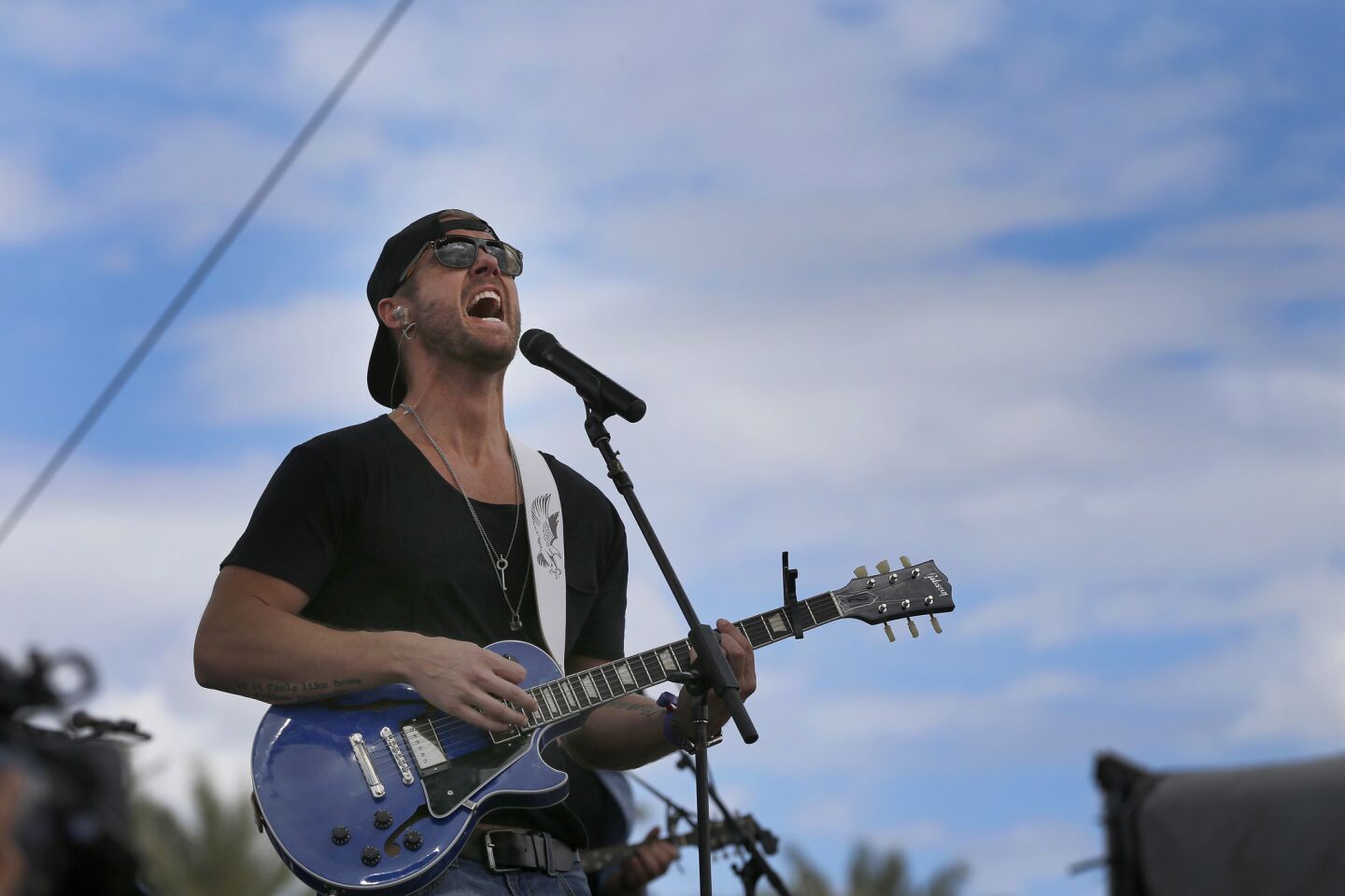 Brett Young performs on the Mane Stage during the second day of the 10th edition of Stagecoach Country Music Festival at the Empire Polo Club in Indio on April 30.