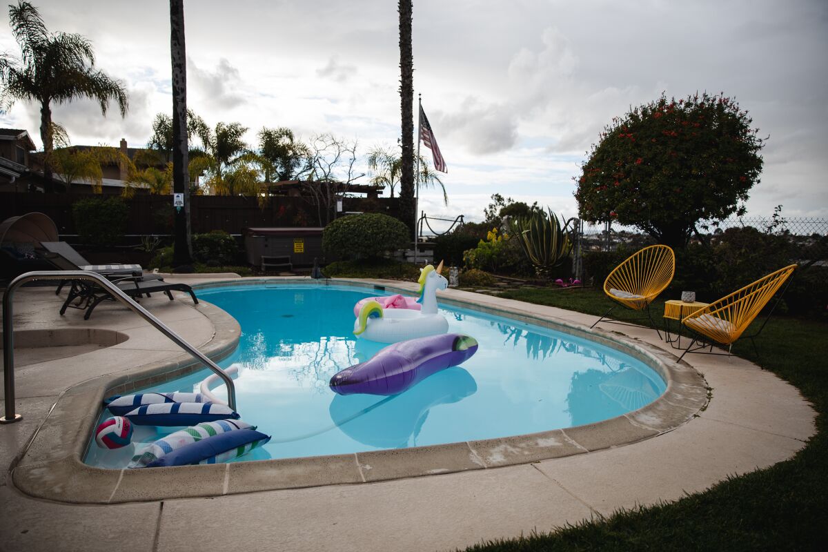 The backyard pool at Navid Namdar’s Chula Vista home that he rents out through Airbnb.