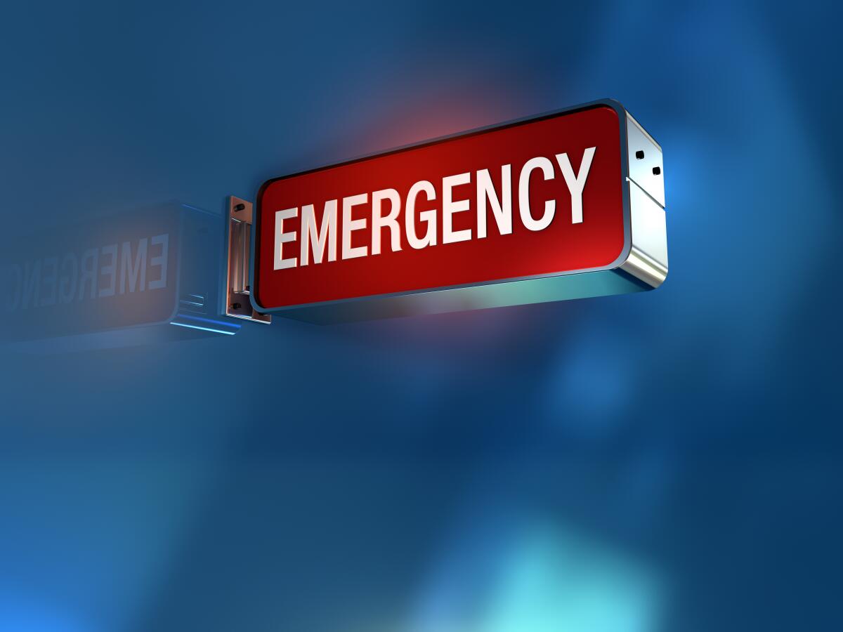 A red sign reading "emergency."