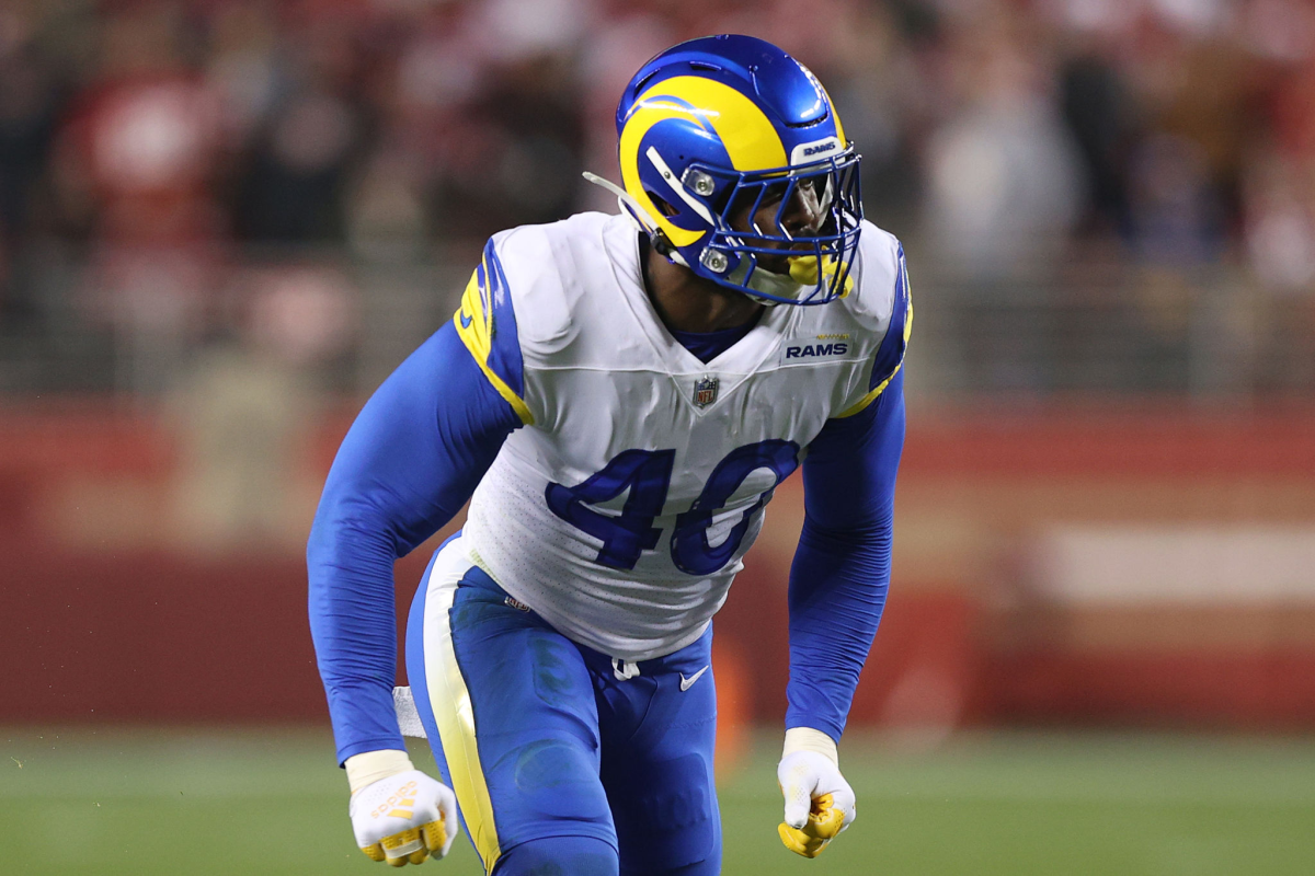 Rams linebacker Von Miller readies before a snap. 