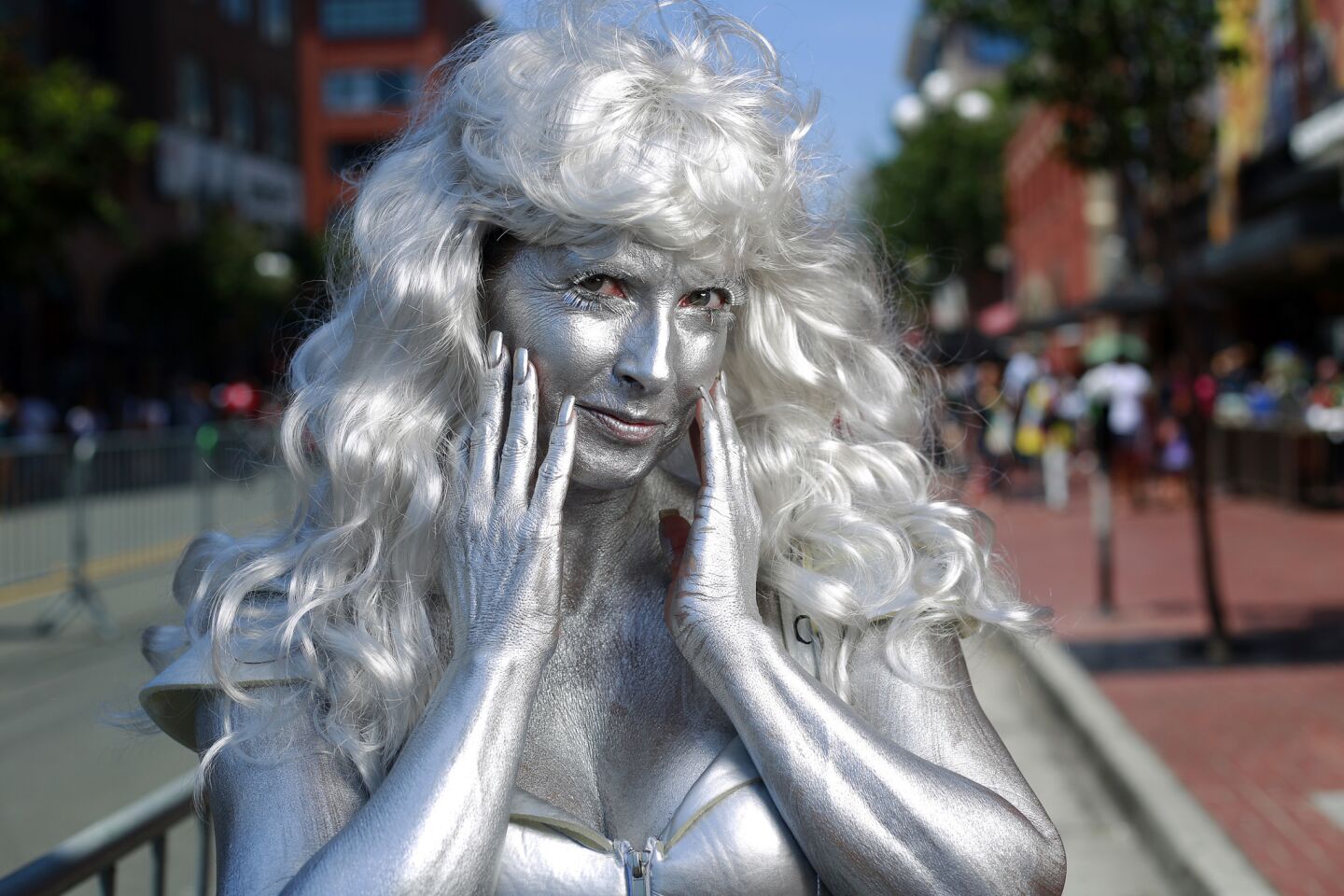 Michelle Pina of San Diego as the wife of Silver Surfer at Comic-Con International.