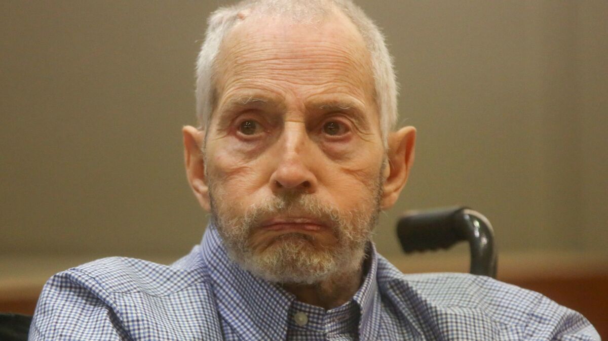 New York real estate scion Robert Durst appears in court earlier this year in Los Angeles. On Tuesday, prosecutors continued calling witnesses in Durst's murder case.
