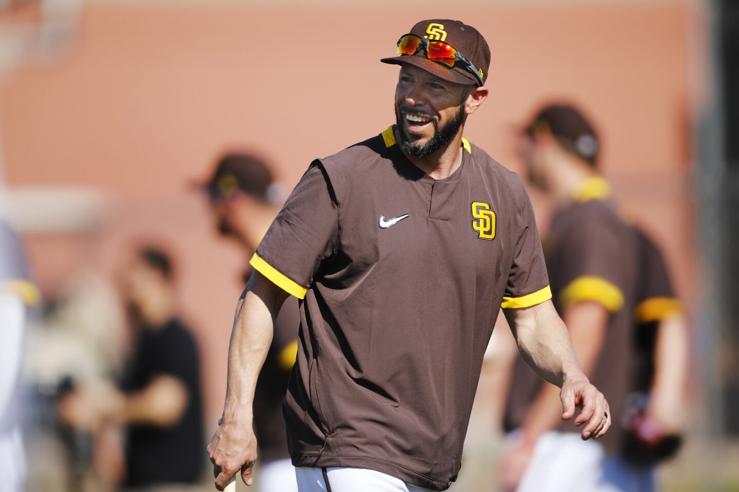 San Diego Padres manager Jayce Tingler coached the first full squad spring training practice on Feb. 18, 2020.