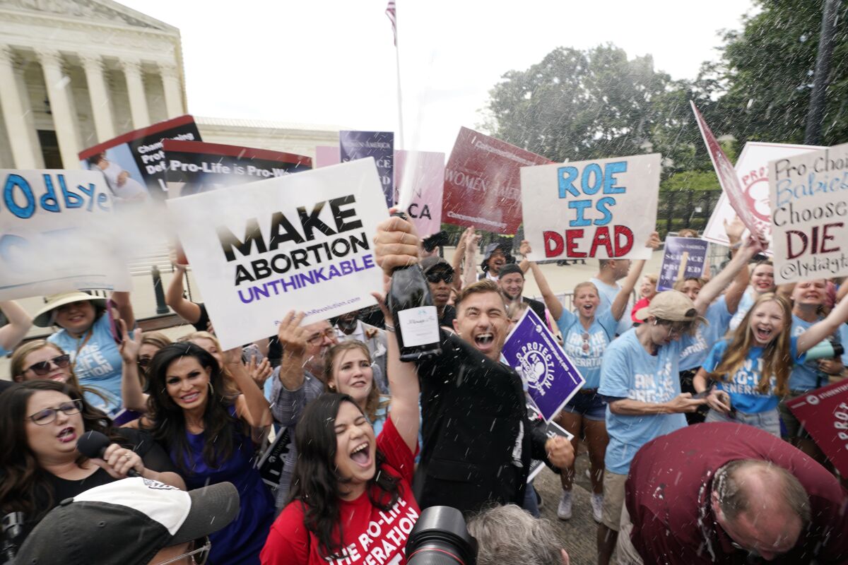 Demonstrators outside the U.S. Supreme Court after the reversal of Roe vs. Wade