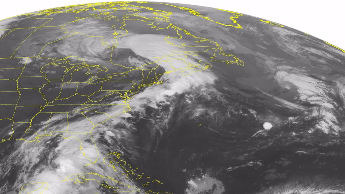 This NOAA satellite image, taken Monday at 12:45 a.m. EDT, shows Tropical Storm Colin moving due north over eastern portions of the Gulf of Mexico.