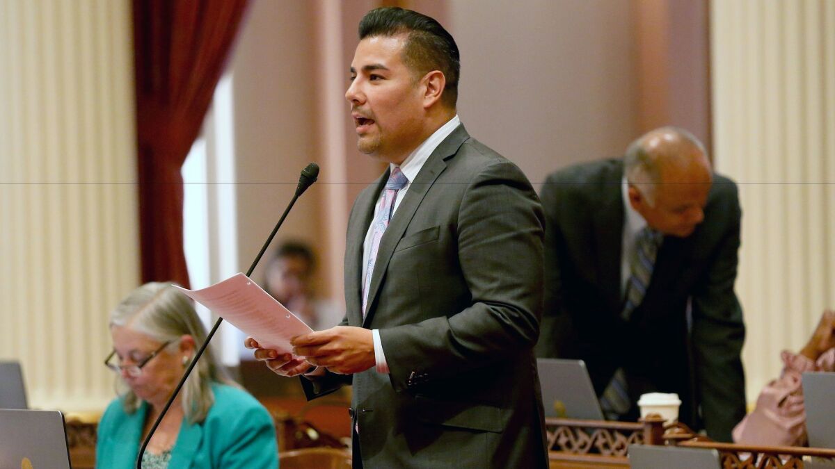 Sen. Ricardo Lara (D-Bell Gardens), who authored SB 958, is seen on the Senate floor at the State Capitol last year.