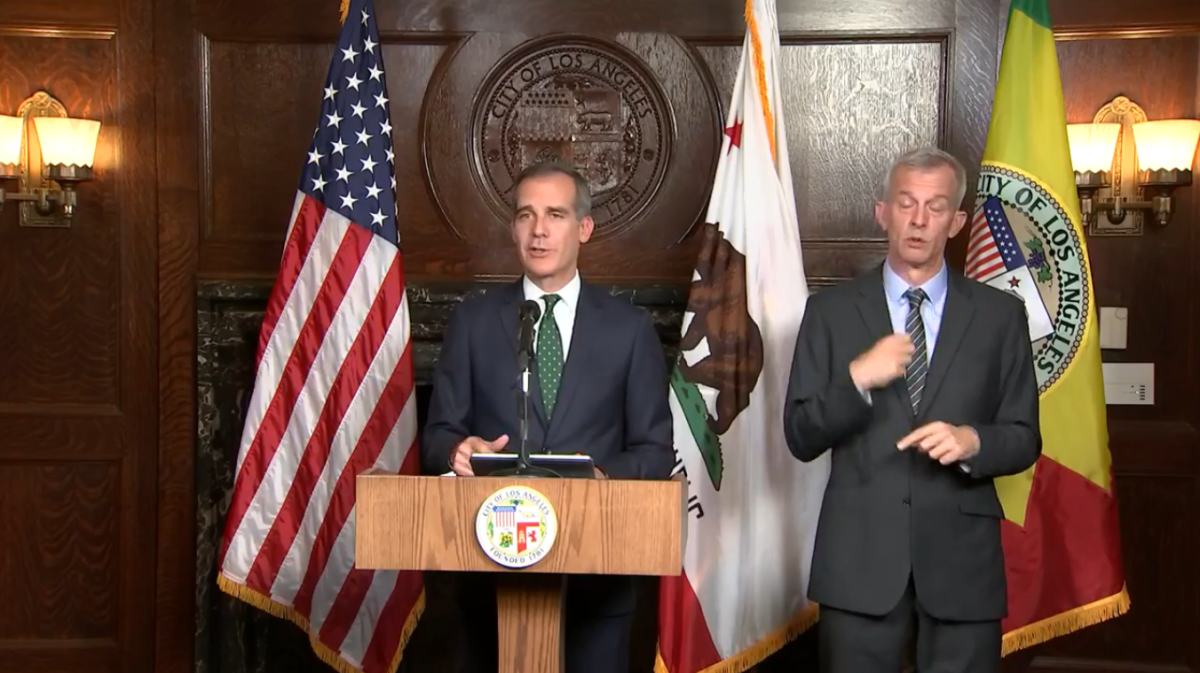 Mayor Eric Garcetti received his first coronavirus shot last week, an aide said.