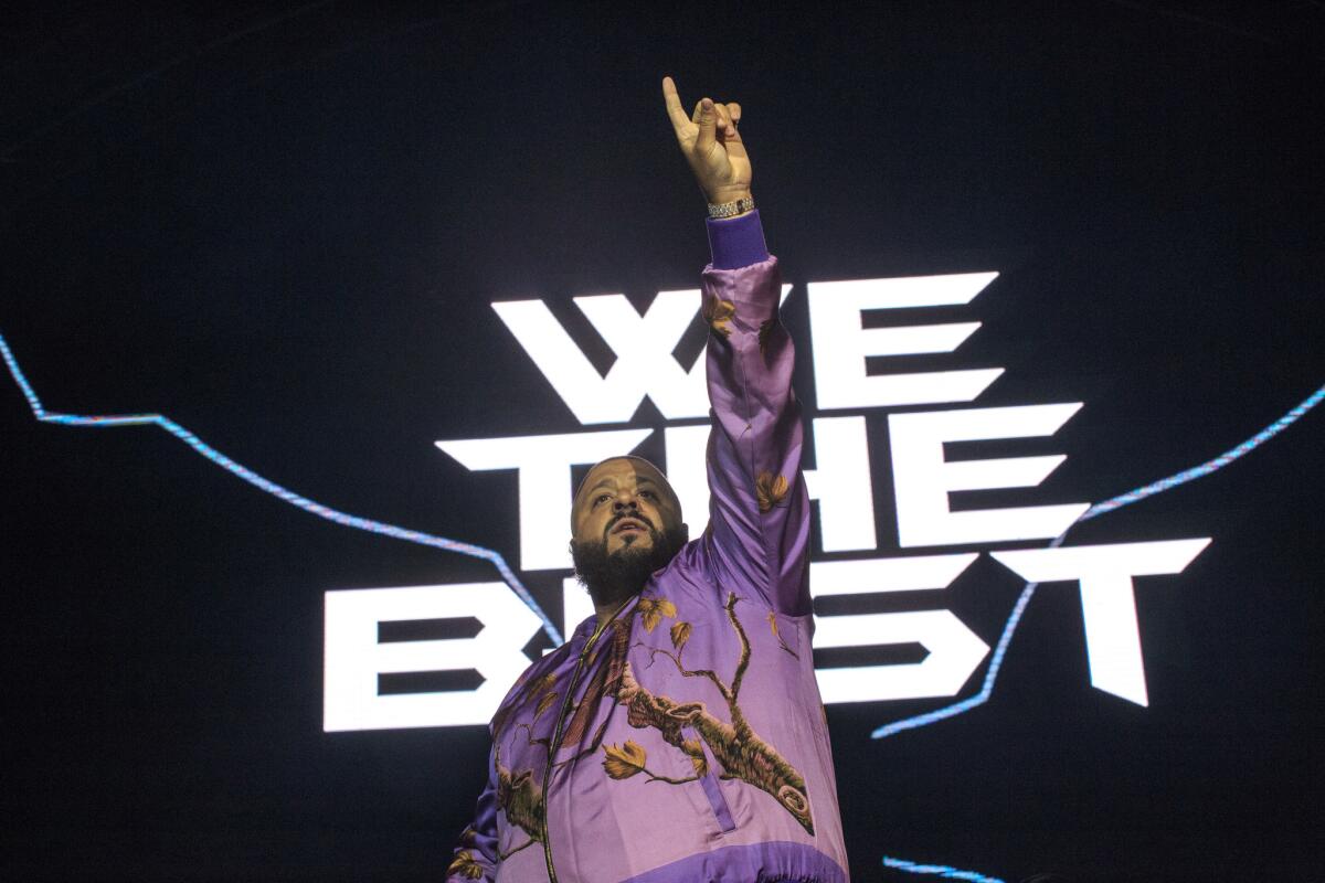 DJ Khaled performs on stage at the Staples Center on the second night of the BET Experience.
