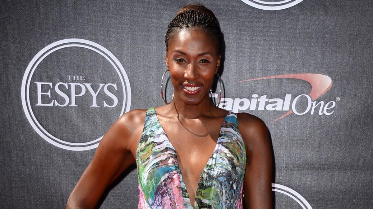 WNBA great Lisa Leslie arrives at the ESPY awards at the Nokia Theatre in Los Angeles on Wednesday.
