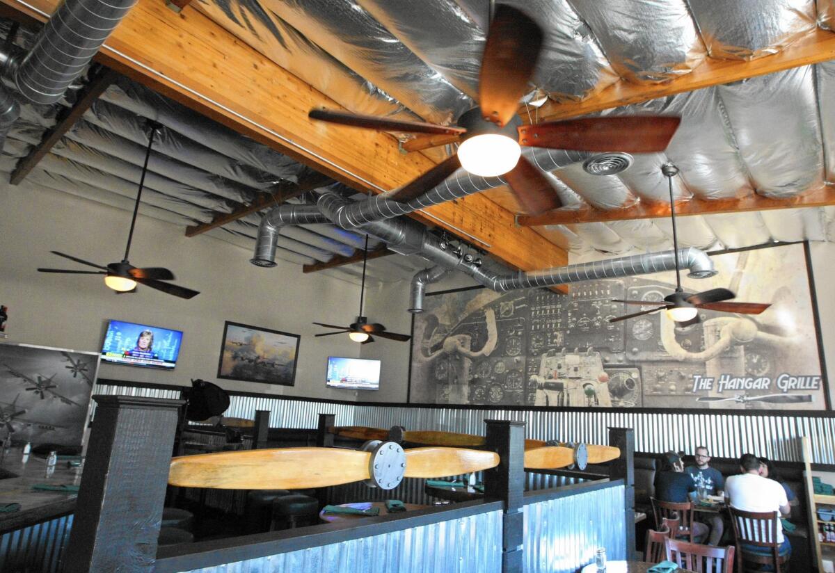 The decor at the Hangar Grille harkens back to Burbank's aviation heritage.