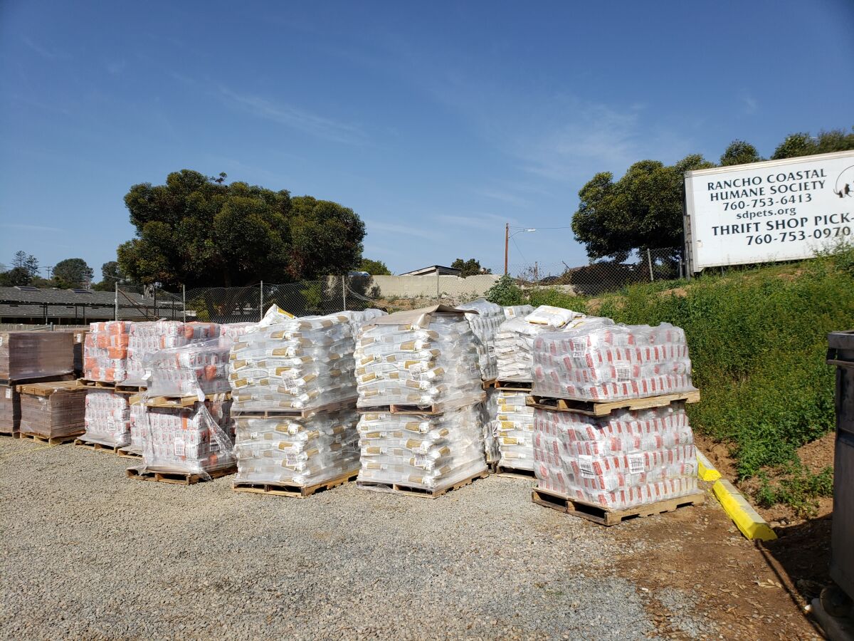 The Rancho Coastal Humane Society will distribute free pet food to non-profit rescue groups throughout Southern California.