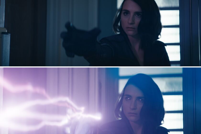 Stormfront (Aya Cash) fires her lethal plasma lightning in the notorious asylum sequence in "The Boys."