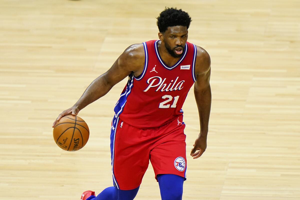 Philadelphia 76ers' Joel Embiid plays during a game against the Orlando Magic.