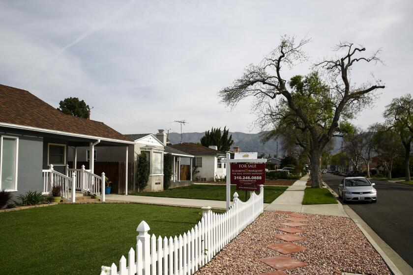 BURBANK, CALIF. - MARCH 26: A home for sale along Elm avenue, on Tuesday, March 26, 2019 in Burbank, Calif. (Kent Nishimura / Los Angeles Times)