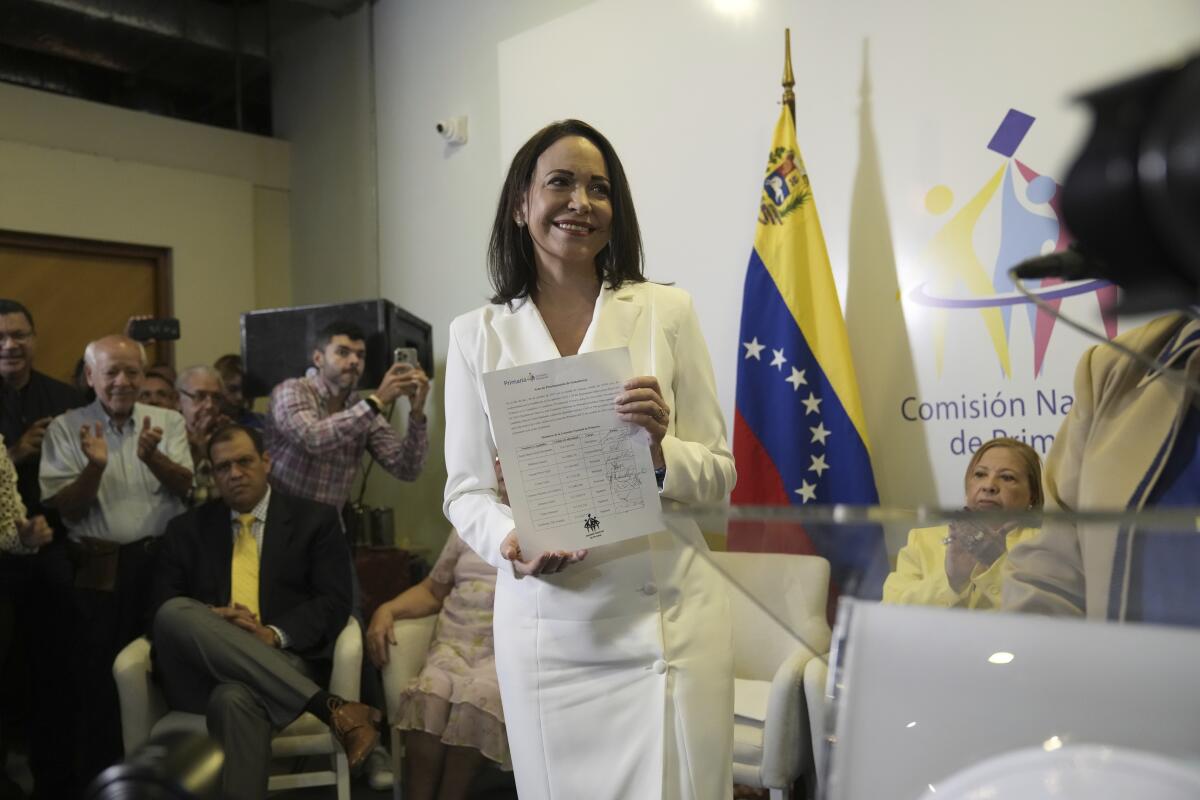 Maria Corina Machado attends a ceremony