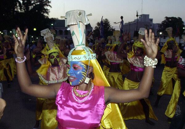 A Carnival dancer performs in a parade in Port-au-Prince, Haiti.