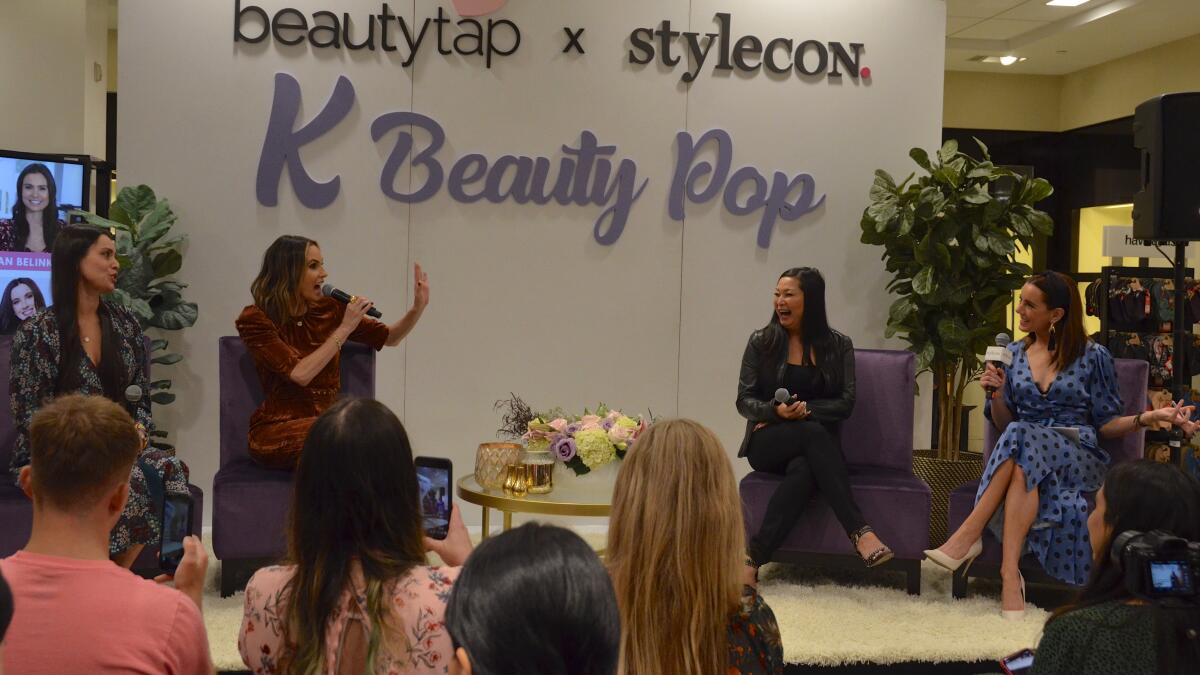 The "K-Beauty Effect" panel at South Coast Plaza featured (from left) Lan Belinky, Keltie Knight, Lieu Tran and Melanie Bromley.
