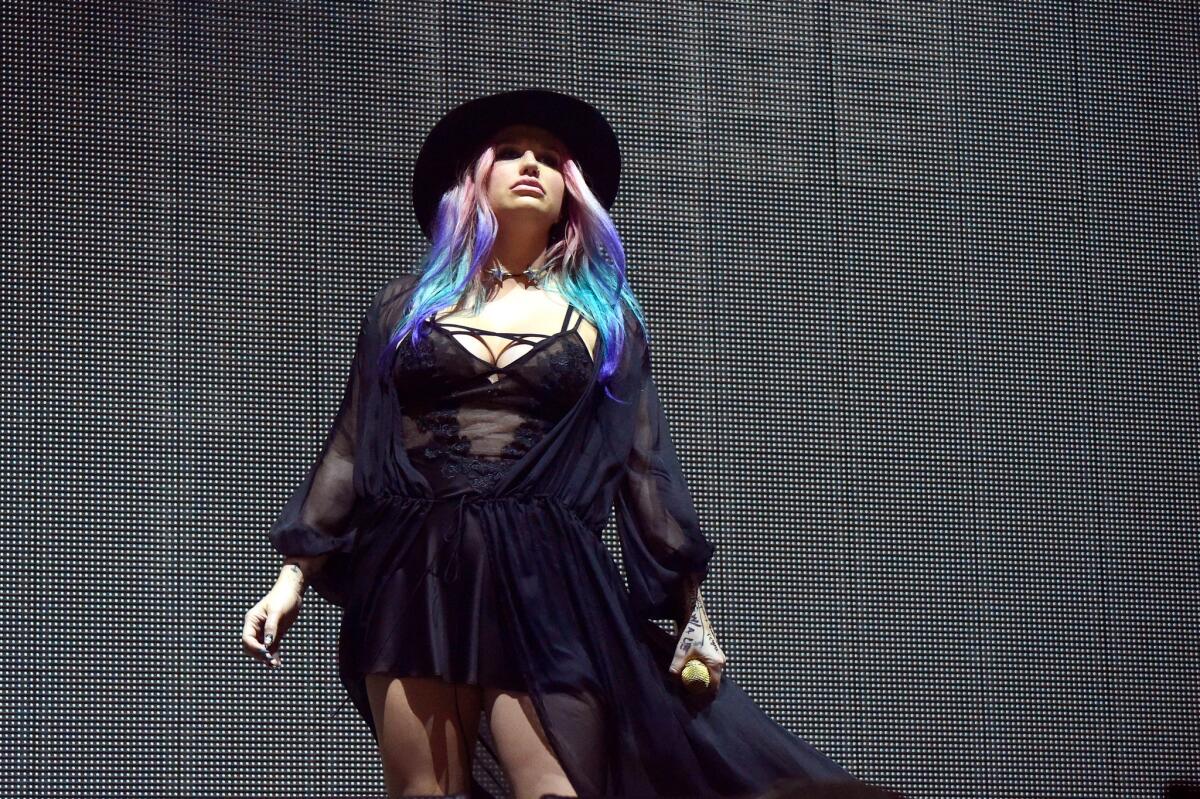 Kesha performs onstage with record producer Zedd at the 2016 Coachella Valley Music & Arts Festival on April 16, 2016, in Indio.