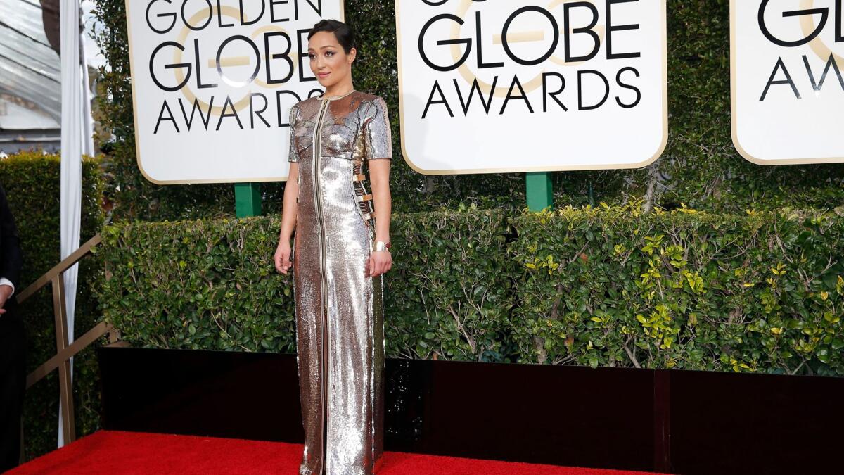 Ruth Negga, a first-time Oscar nominee, arrives at the Golden Globe Awards show on Jan. 8.