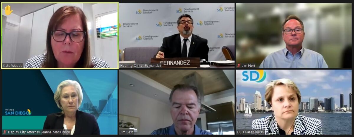 Windansea belvedere supporters and opponents, along with San Diego city staff, attend a hearing April 20 online.
