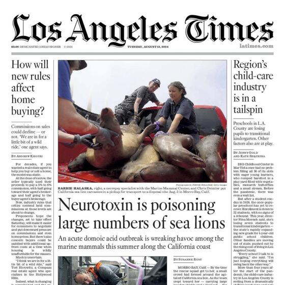 Front Page of Today's L.A. Times