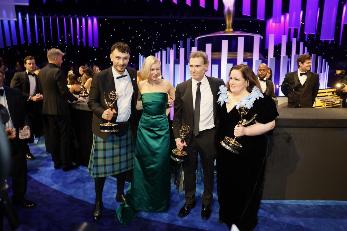 "Baby Reindeer's" Richard Gadd, for left, and Jessica Gunning, far right, pose with Naomi Watts and Billy Crudup.