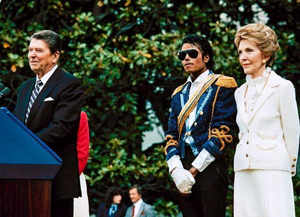 Michael Jackson with President and Nancy Reagan at the White House